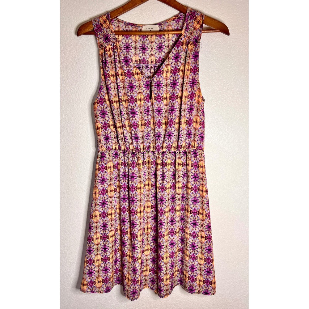 Everly Sleeveless Fit‎ & Flare Dress Purple Pink Abstract Print Women's XL